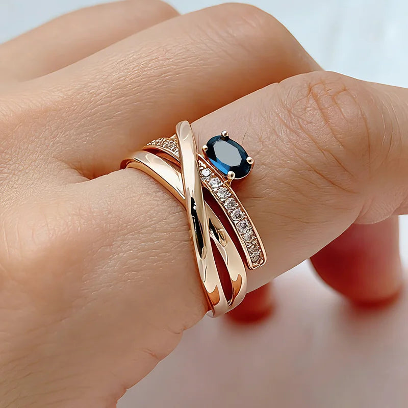 Unusual 585 Rose Gold Color Cross  Rings 001 - Legacy Magics