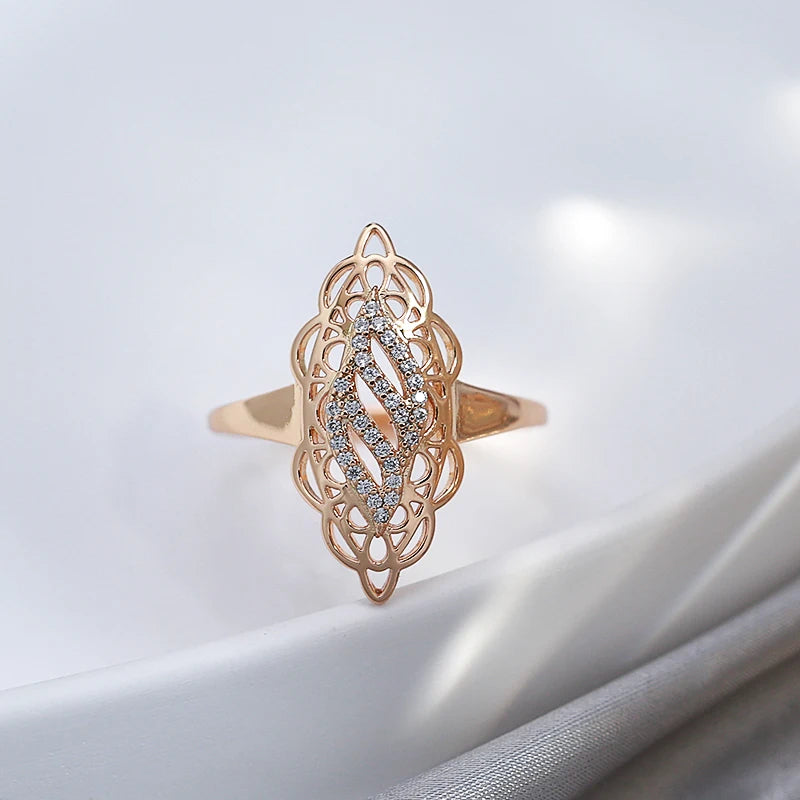 Luxury Rose Gold Ring Natural Hollow Rings