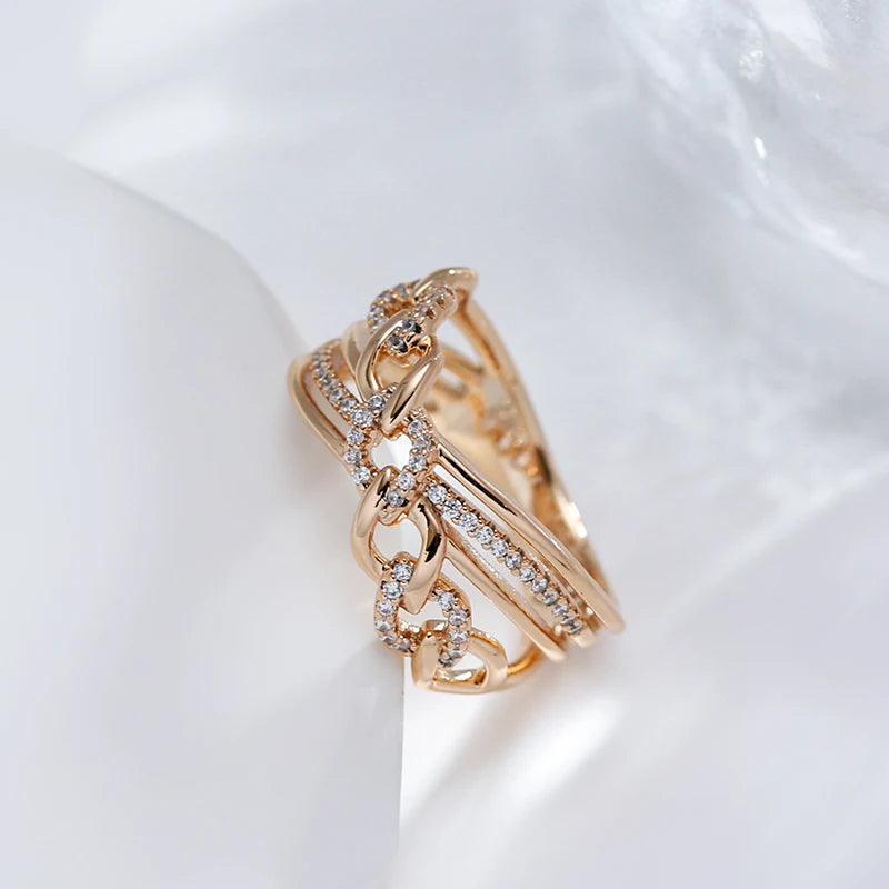 New Rose Gold Color Natural Zircon Big Rings
