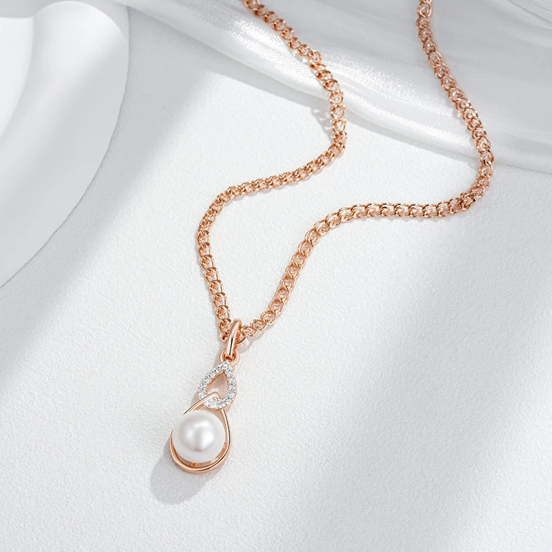 New Luxury Natural 585 rose Gold Pendant Necklace 029