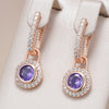 Sparkling Purple Round Natural Drop Earrings