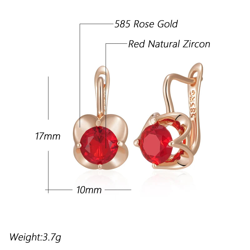 Shiny Red Natural English Earrings