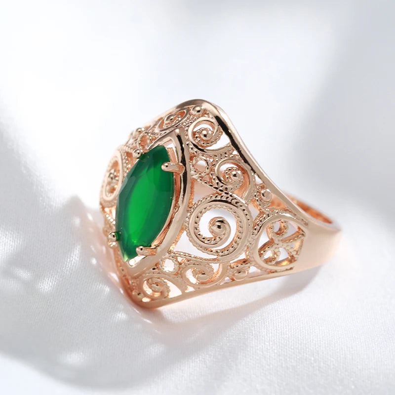 Trend Big Vintage Natural Glossy Metal Ethnic Bride Ring 085