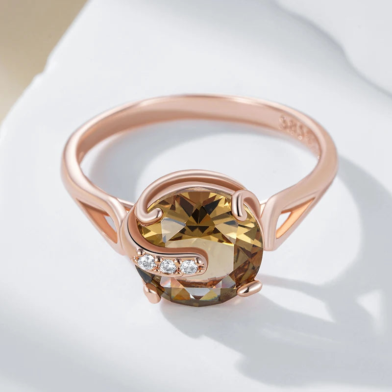 Trend Big Vintage Natural Glossy Metal Ethnic Bride Ring 050