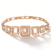 Kinel Hot 585 rose gold square link bracelet with natural zircon for women, luxury ethnic jewelry, suitable for bridal or daily wear