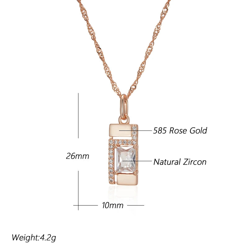 New Luxury Natural 585 rose Gold Pendant Necklace 005