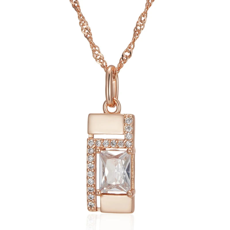 New Luxury Natural 585 rose Gold Pendant Necklace 005