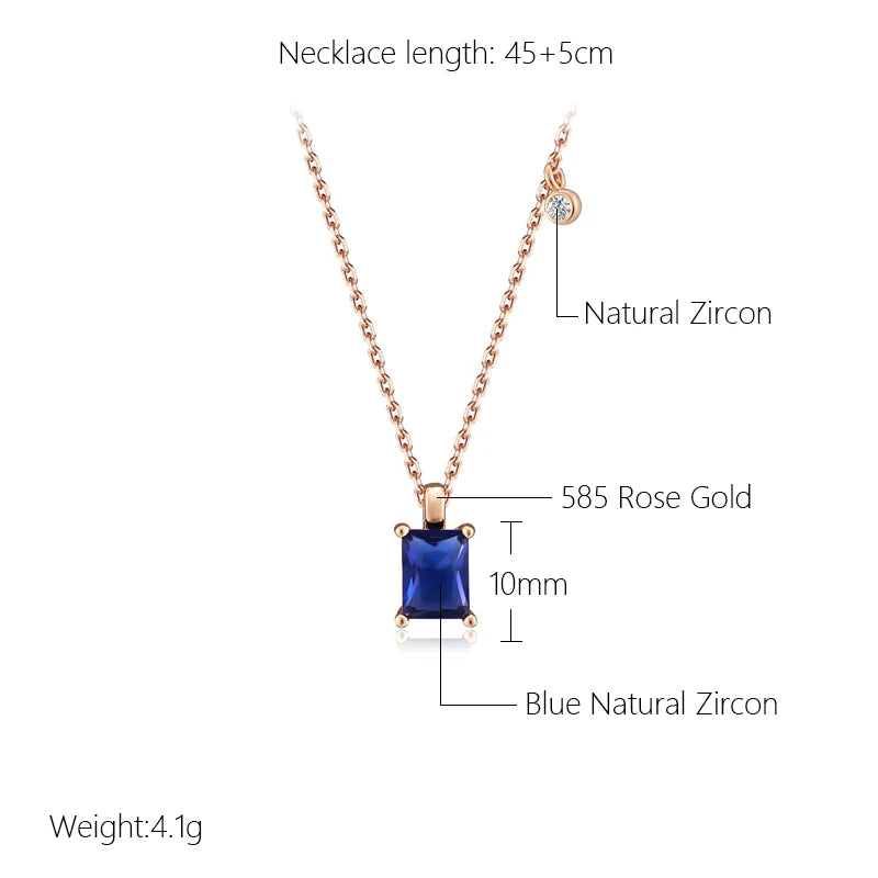 Hot Square Blue Stone Pendant Necklace