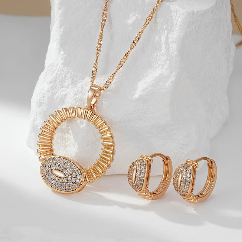 New Luxury Natural 585 rose Gold Pendant Necklace 015