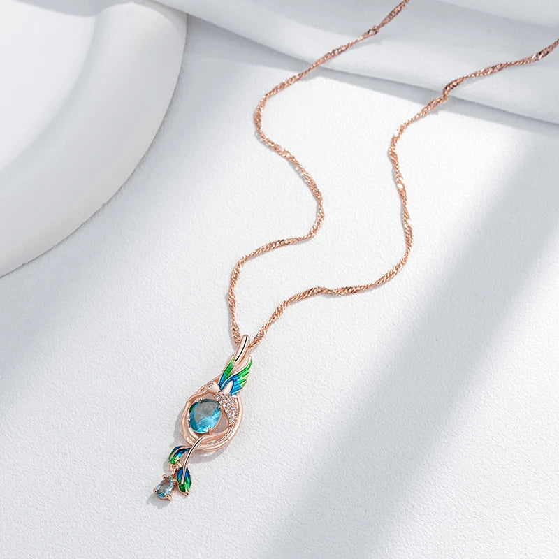 Colourful Enamel Peacock Pendant Necklace