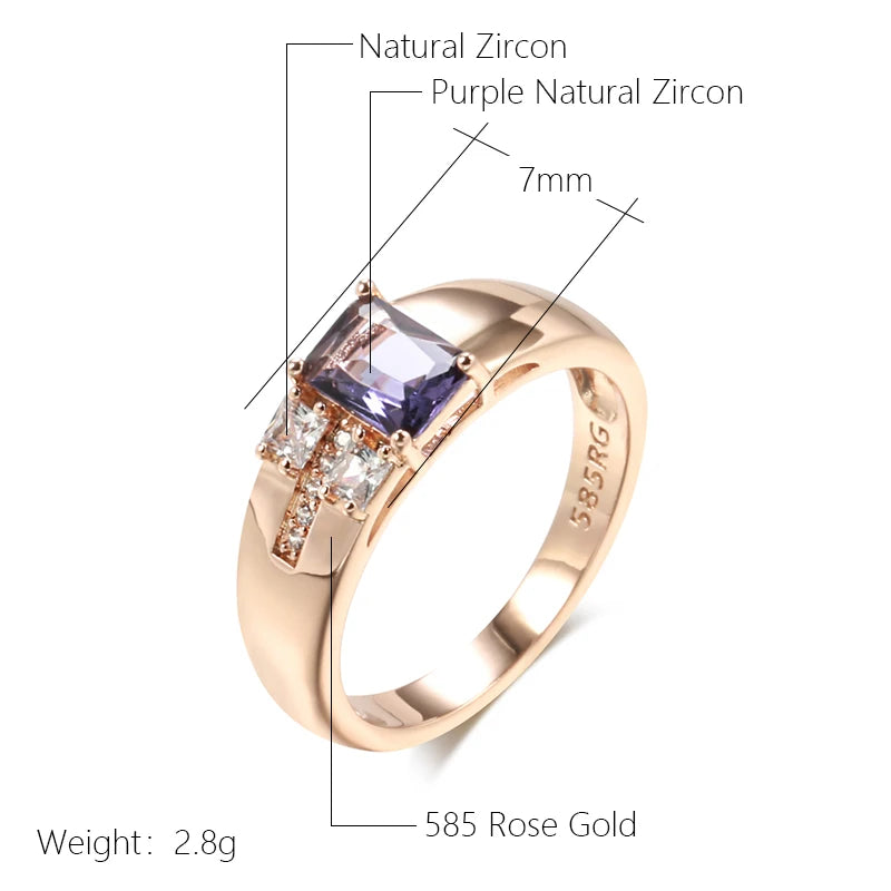 Hot Square Purple Natural Zircon Ring
