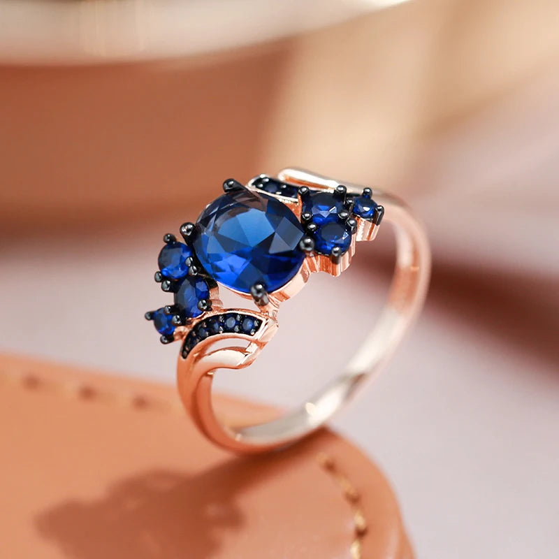 Luxury Blue Gold Black Plating Vintage Rings