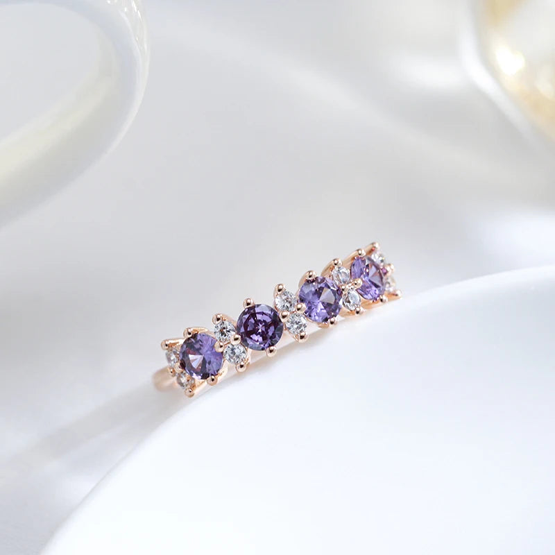 Sparkling Purple Natural Zircon Ring