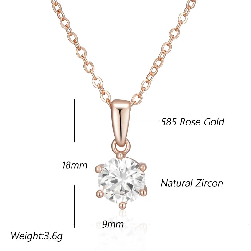 New Luxury Natural 585 rose Gold Pendant Necklace 016