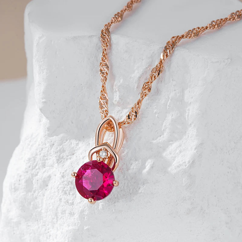 Shiny Red Oval Pendant Necklace