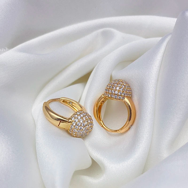 Rose Gold Colour Ball Drop Full Natural Earrings