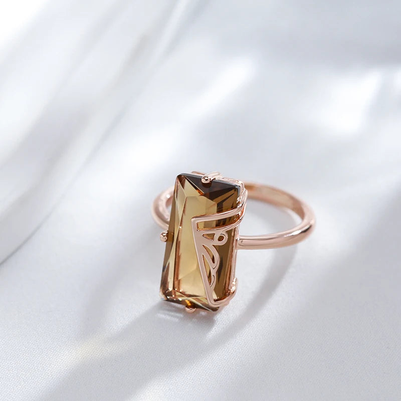 Hot Fashion Light Brown Natural Zircon Big Ring