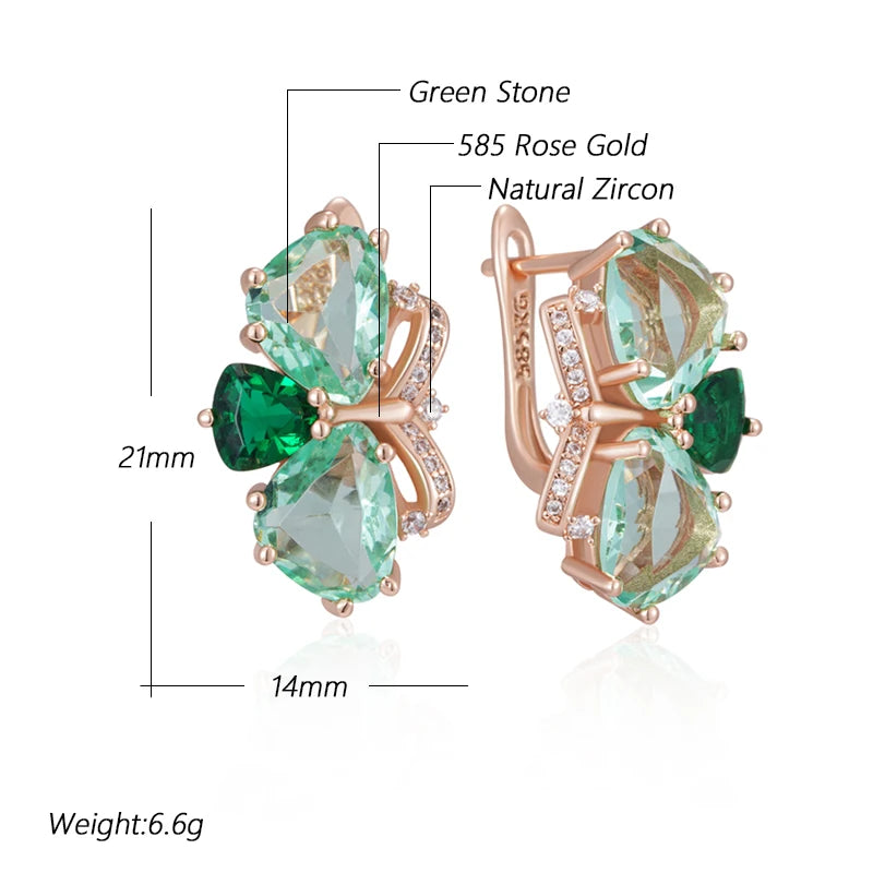 Unique Green Stone Drop Earrings