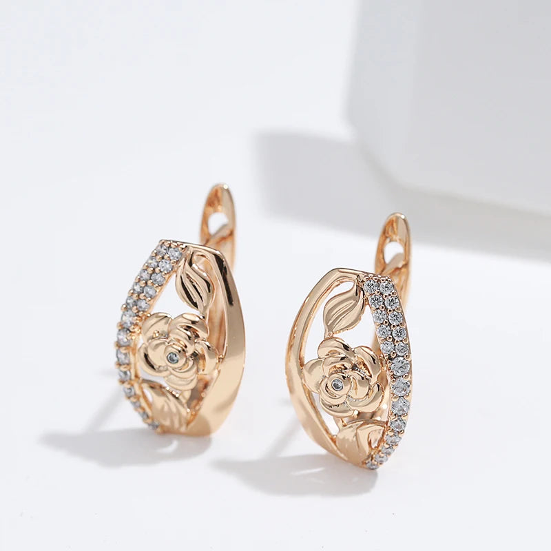 Luxury Gold Boho Crystal Flower Earrings