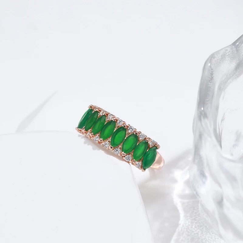 Full Green Natural Zircon Women's Ring