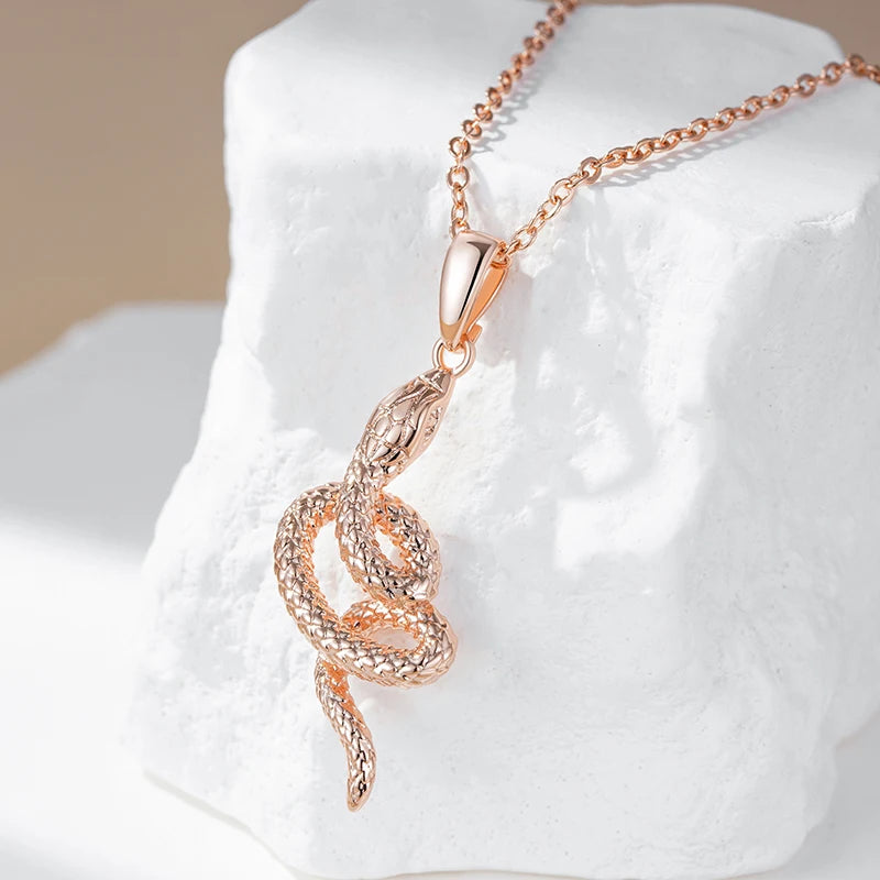 New Luxury Natural 585 rose Gold Pendant Necklace 012