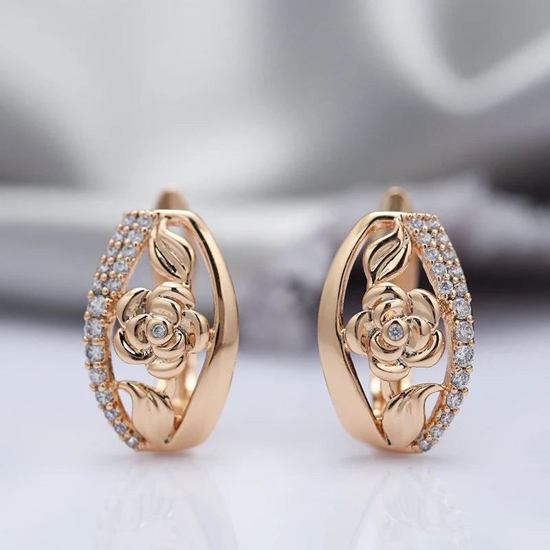Luxury Gold Boho Crystal Flower Earrings