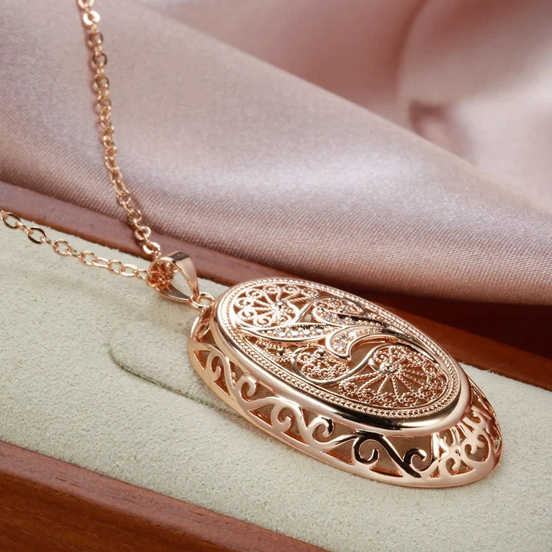 Fashion Hollow Flowers Big Pendant Necklace