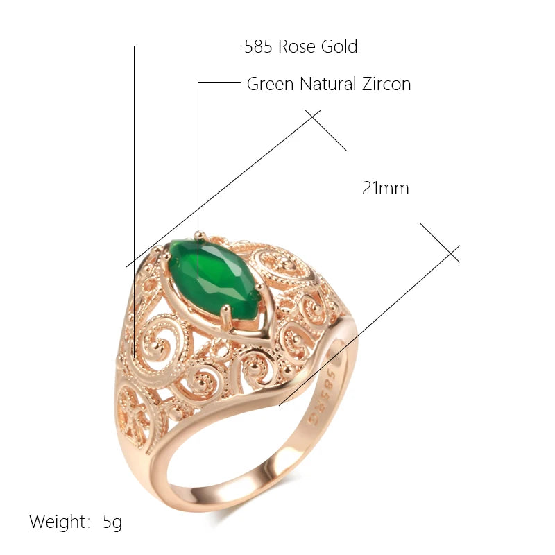 Trend Big Vintage Natural Glossy Metal Ethnic Bride Ring 085