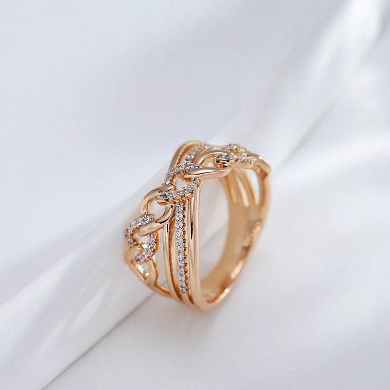 New Rose Gold Color Natural Zircon Big Rings