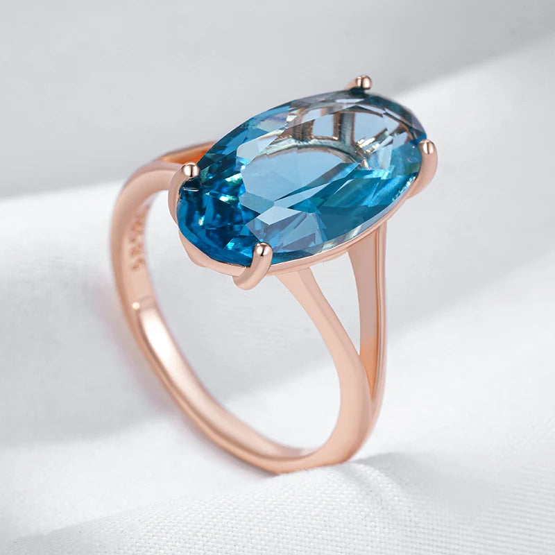 Blue Big Oval Wedding Rings