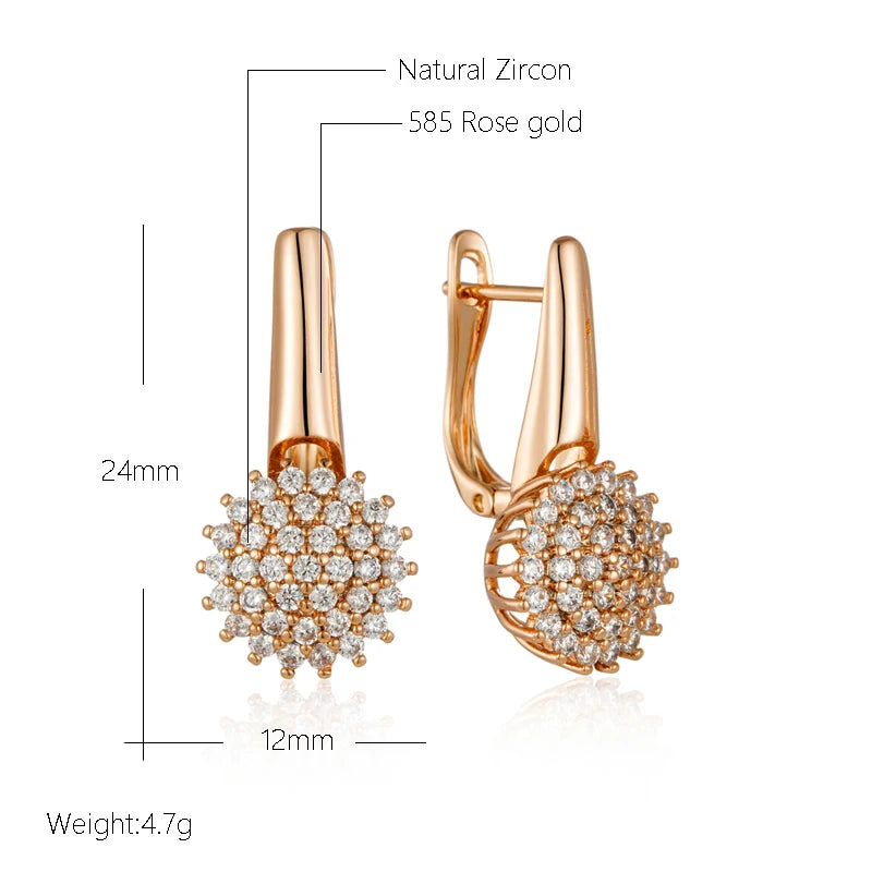 Rose Gold Colour Crystal Flower Dangle Earrings