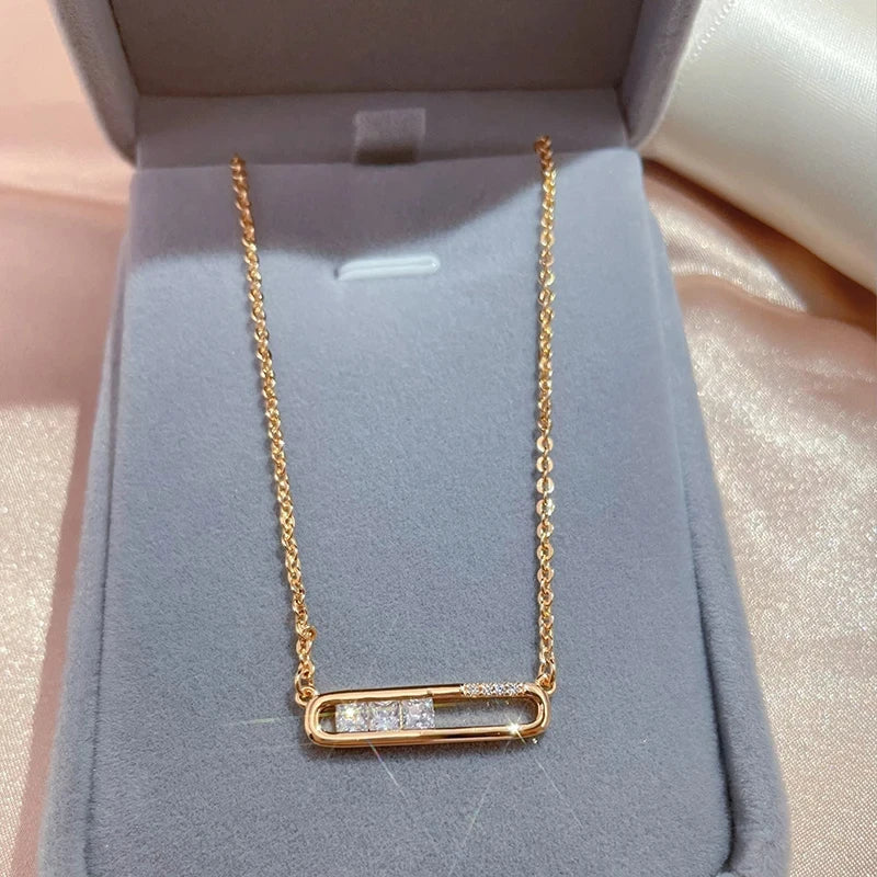 New Luxury Natural 585 rose Gold Pendant Necklace 010