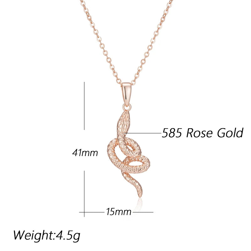 New Luxury Natural 585 rose Gold Pendant Necklace 012