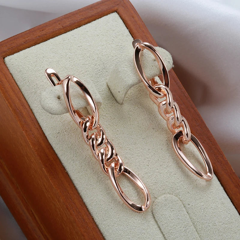 New Glossy Gold Long Earrings