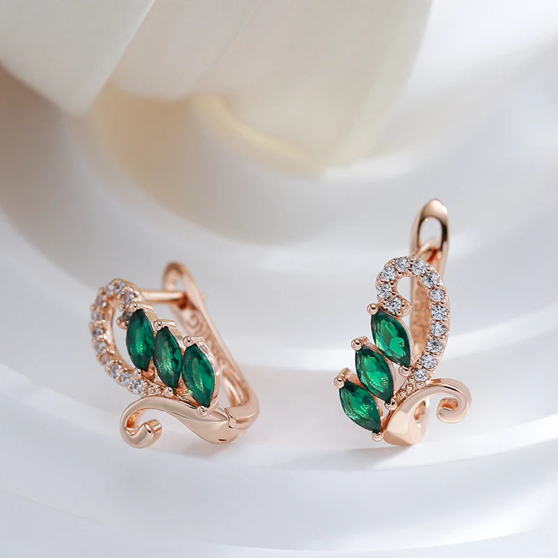 Luxury Green Natural Zircon Drop Earrings