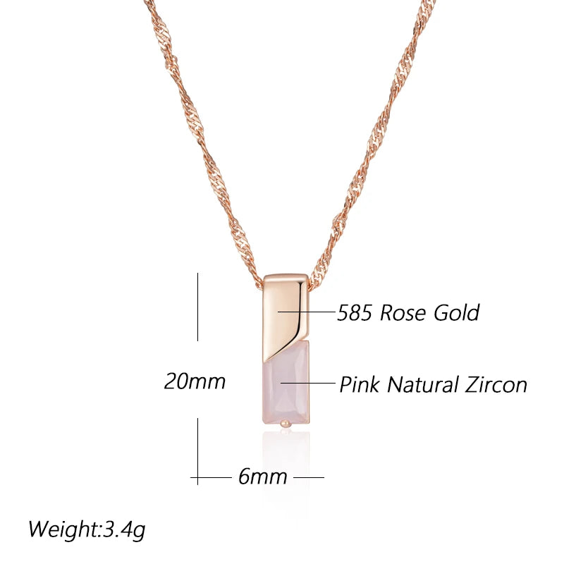 New Luxury Natural 585 rose Gold Pendant Necklace 009