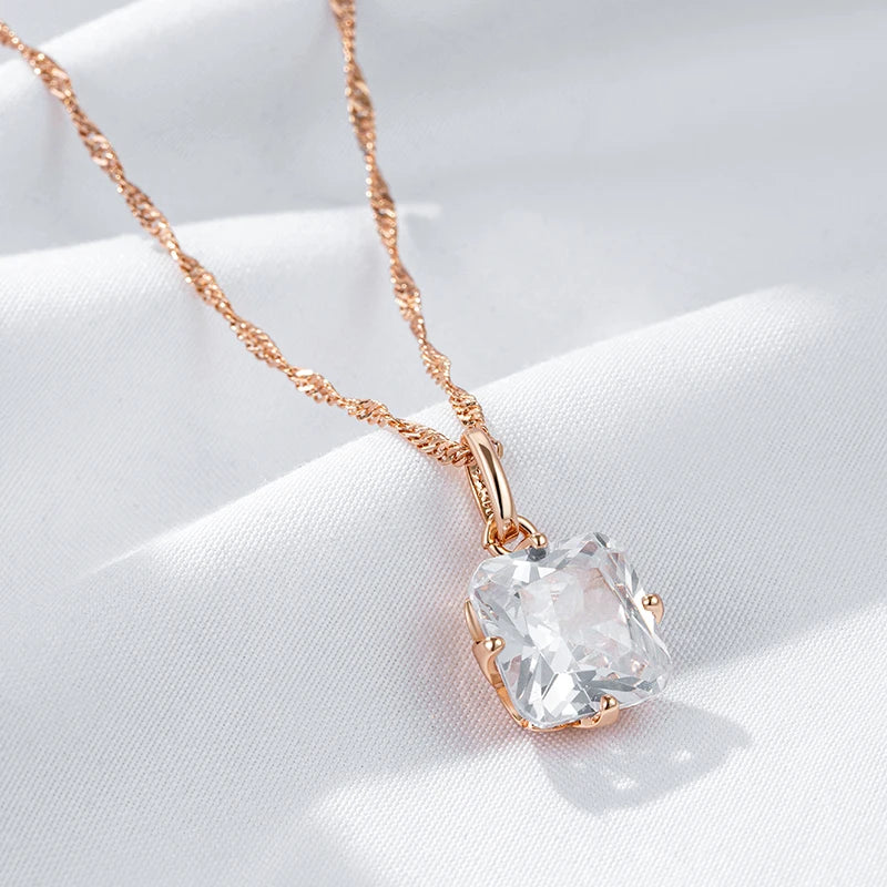 New Luxury Natural 585 rose Gold Pendant Necklace 013