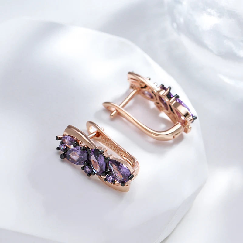 Luxury Purple Natural English Earrings