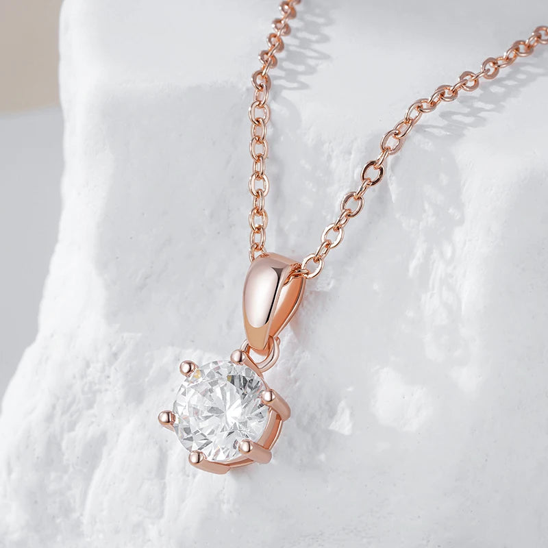 New Luxury Natural 585 rose Gold Pendant Necklace 016