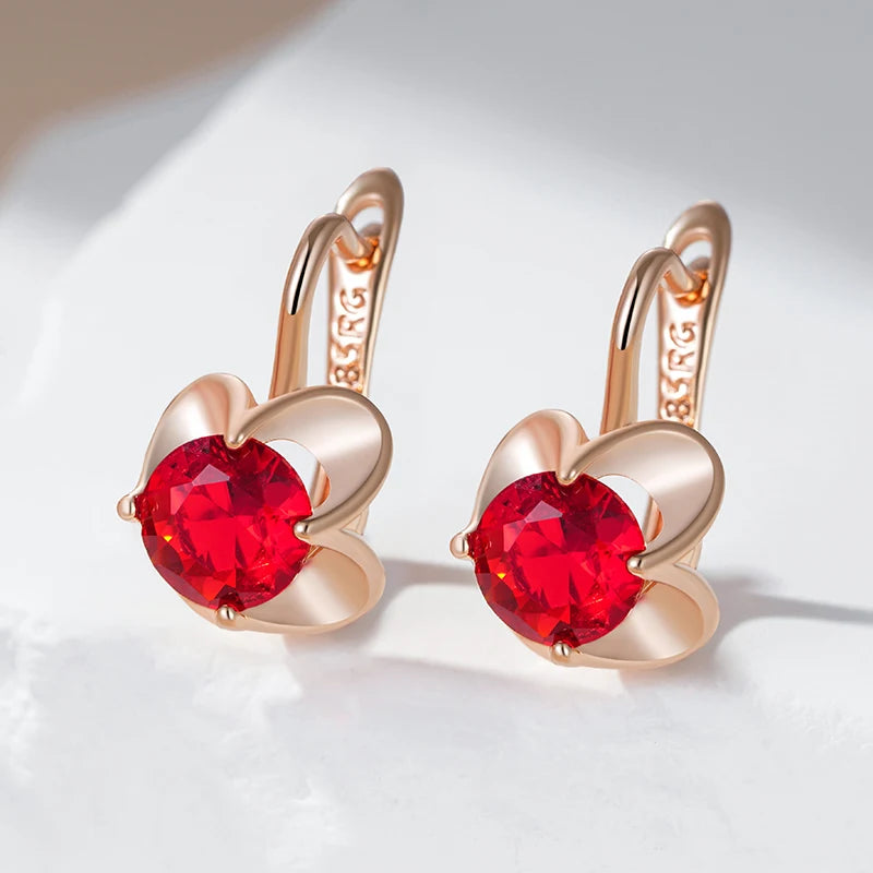 Shiny Red Natural English Earrings
