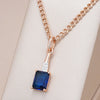 Unusual Shiny Square Blue Natural Pendant Necklace