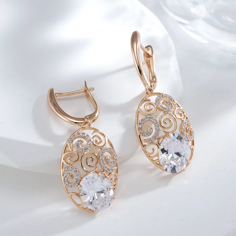 Crystal Flower Long Earrings