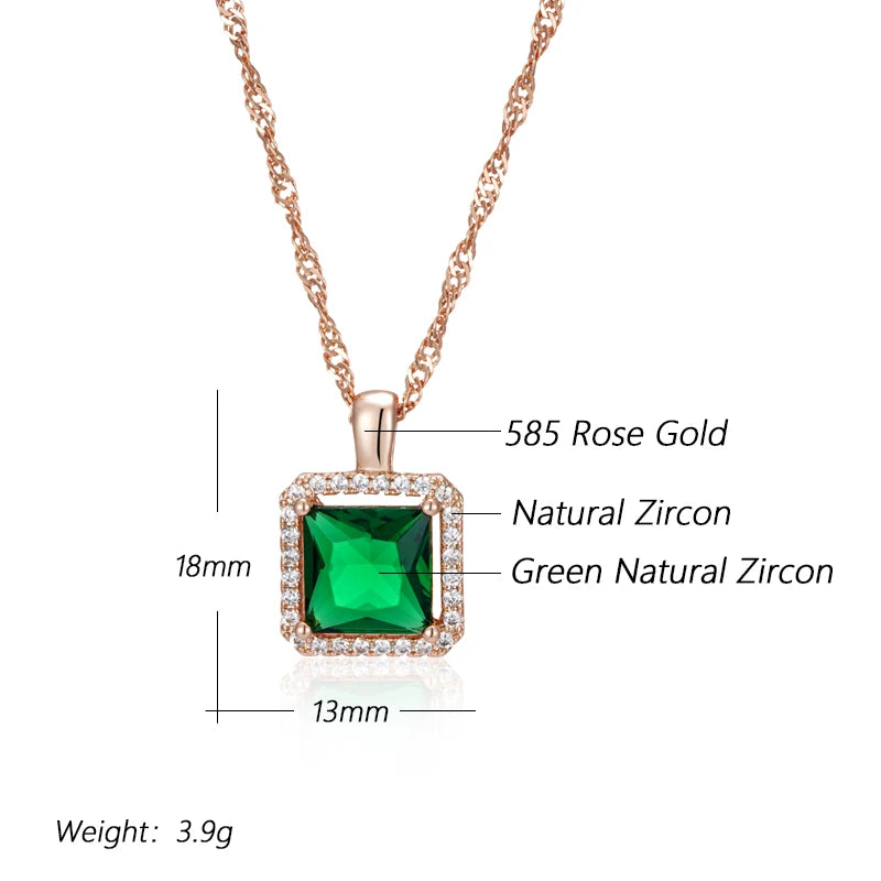 Luxury Square Green Pendant Necklace