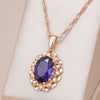 Big Purple Crystal Flower Pendant Necklace