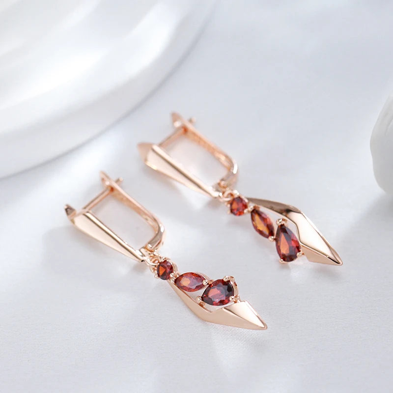 Fashion Rose Gold Colour Long Dangle Earrings