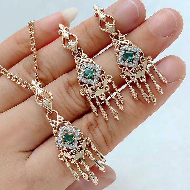 Natural zircon ring, earrings, and necklace set for women by Legacy Magics, featuring sparkling zircon gemstones and elegant jewelry design.