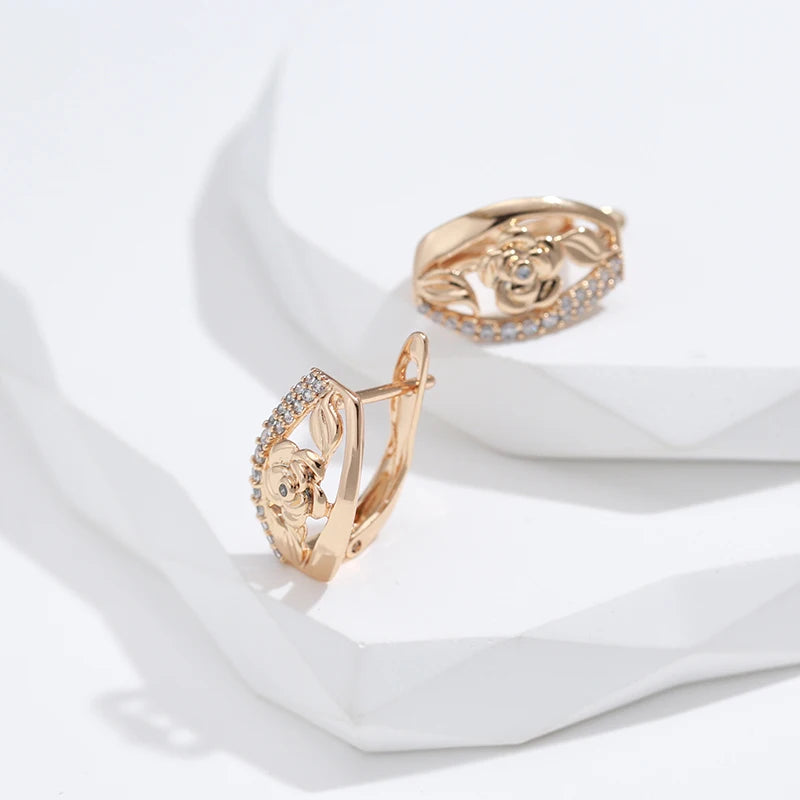 Luxury Gold Boho Crystal Flower Earrings