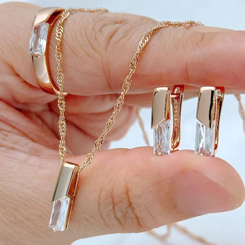 Natural zircon ring, earrings, and necklace set for women by Legacy Magics, featuring sparkling zircon gemstones and elegant jewelry design.