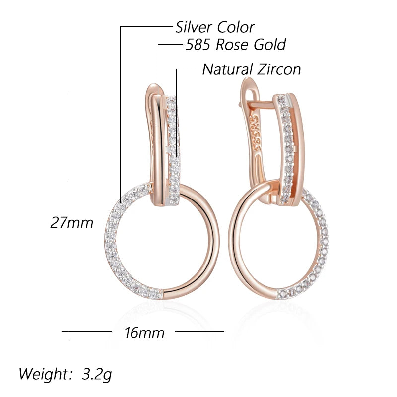 Hot 585 Rose Gold Color Long Drop Earrings