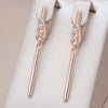 Simple Rose Gold Colour Glossy Long Dangle Earrings